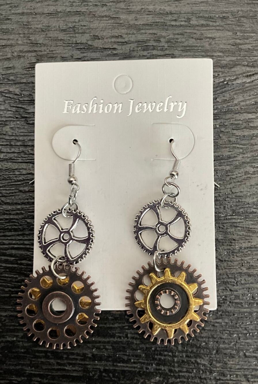 Steampunk Cogs Dangling Earrings
